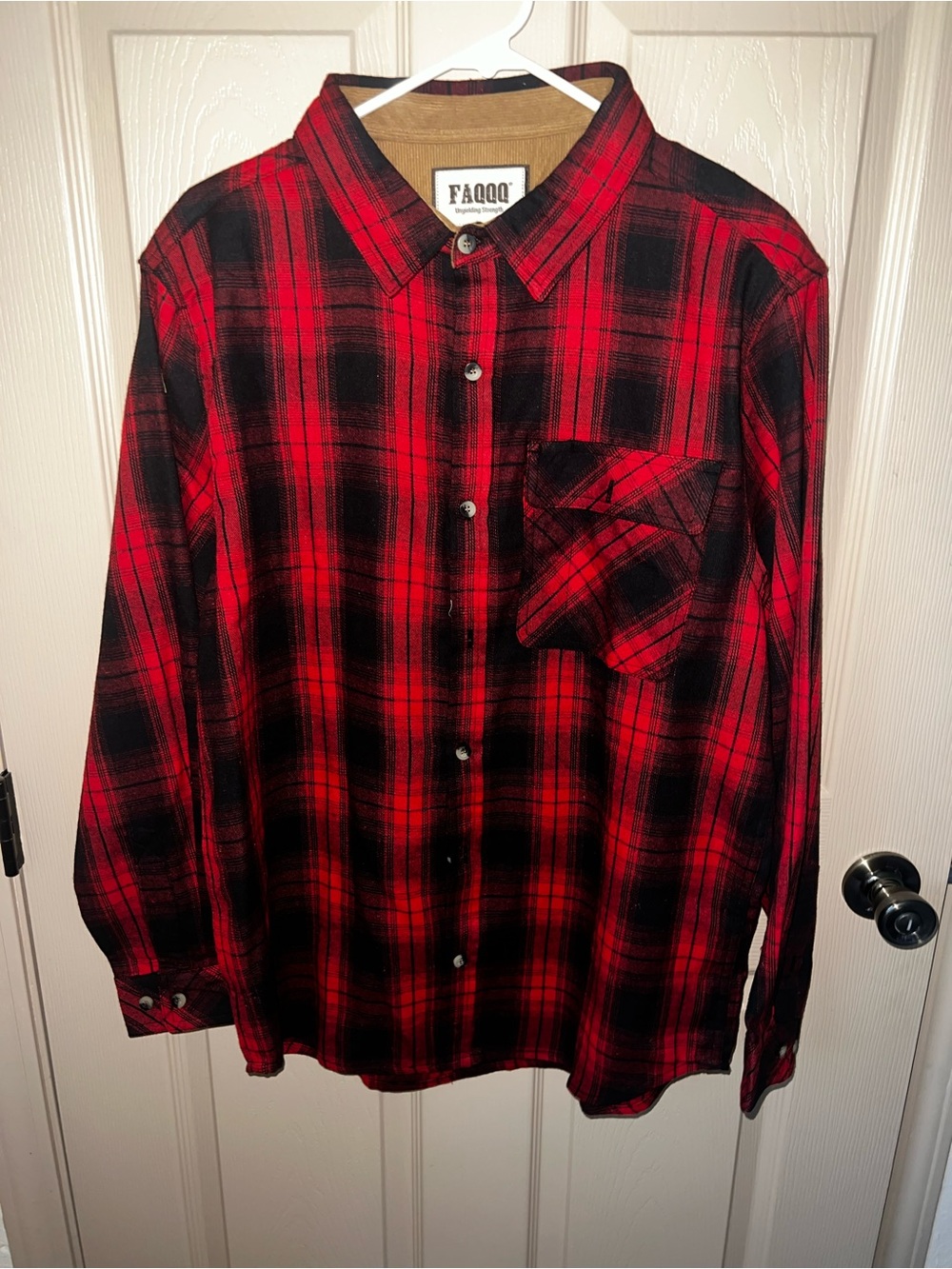 Red & Black Plaid Button-Up Shirt for Men